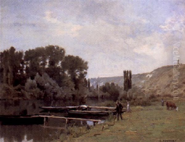 An Idle Afternoon By The River by Emile-Louis Foubert