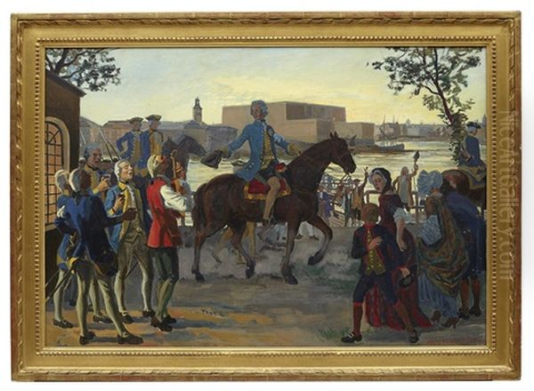 Gustaf Iii:s Statsvalvning 1772 Oil Painting by Arvid Fougstedt