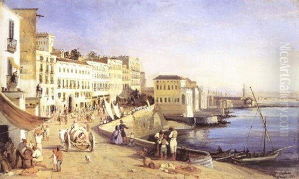 Le Port De Naples Oil Painting by Felix Fouilhouze