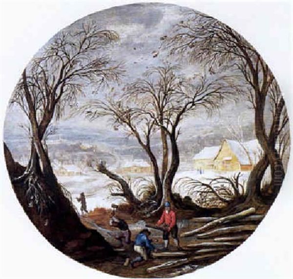 Winterlandschaft Mit Holzfallern Oil Painting by Jacques Fouquieres