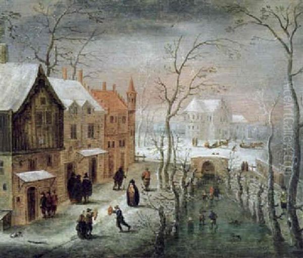 Ein Dorf Im Winter Oil Painting by Jacques Fouquieres