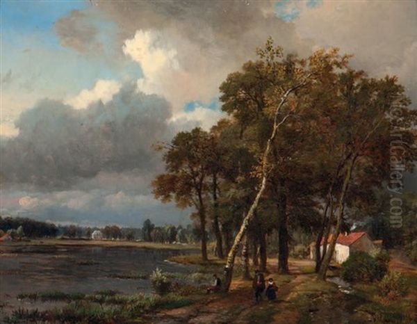 Bord D'etang Oil Painting by Theodore Fourmois