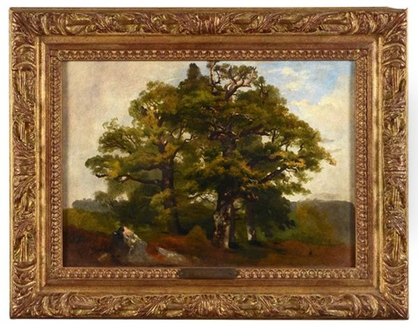 Paysage Au Grand Arbre Oil Painting by Theodore Fourmois