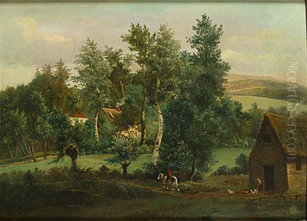 Geanimeerd Heuvellandschap Oil Painting by Theodore Fourmois