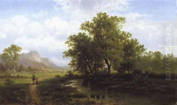 Landschap Oil Painting by Theodore Fourmois