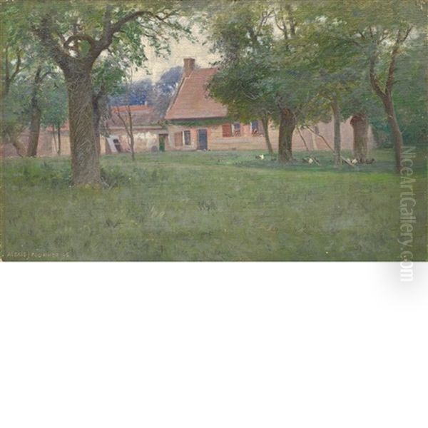 A Peaceful House, Normandee Oil Painting by Alexis Jean Fournier