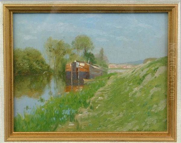 Along The Oise, France Oil Painting by Alexis Jean Fournier