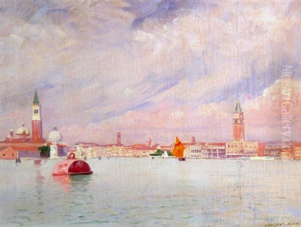 The Lagoons, Venice Oil Painting by Alexis Jean Fournier