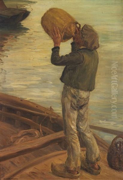 L'homme En Barque Oil Painting by Alfred Victor Fournier