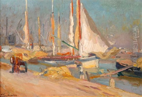 Port De Peche Oil Painting by Alfred Victor Fournier