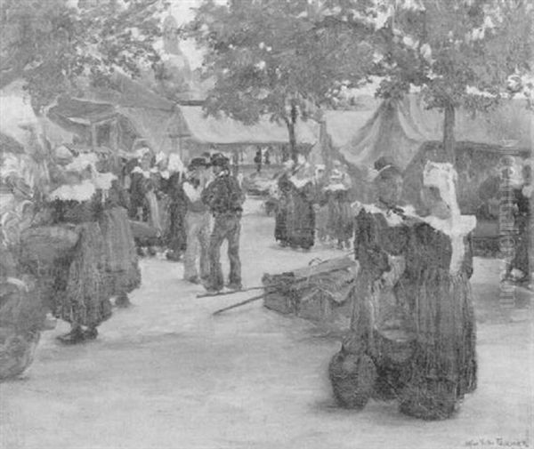 Brittany Market Oil Painting by Alfred Victor Fournier