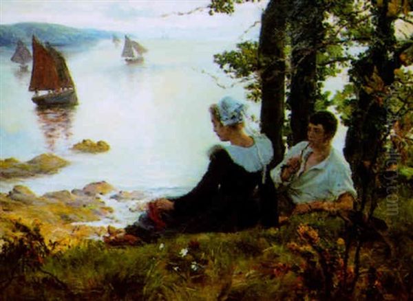 Romance Devant La Baie En Bretagne Oil Painting by Victor Edmond Charles Fournier