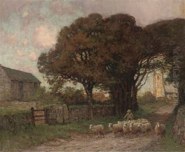 Lelant Church, Cornwall Oil Painting by A. Moulton Foweraker