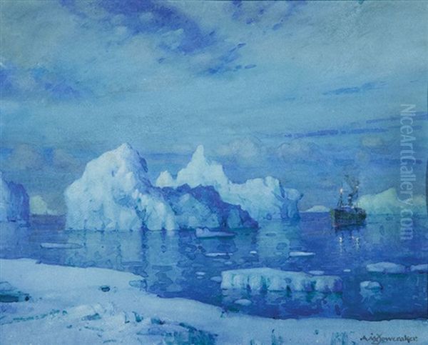 Antarctic Waters Oil Painting by Albert Moulton Foweraker