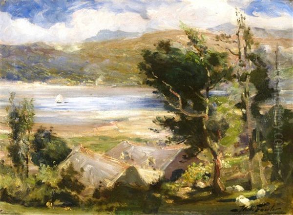 View Of Conwy Estuary Oil Painting by Robert Fowler