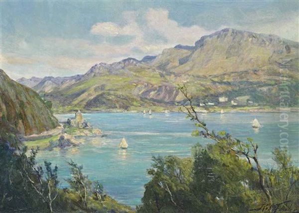 View Of Afon Mawddach, Barmouth, Wales Oil Painting by Robert Fowler