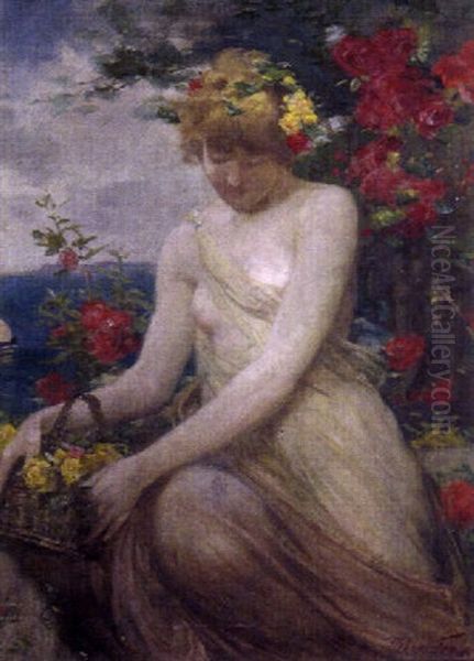 The Flower Maiden Oil Painting by Robert Fowler