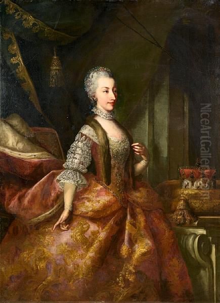 Portrait Of An Austrian Princess Oil Painting by Johann-Gottfried Auerbach