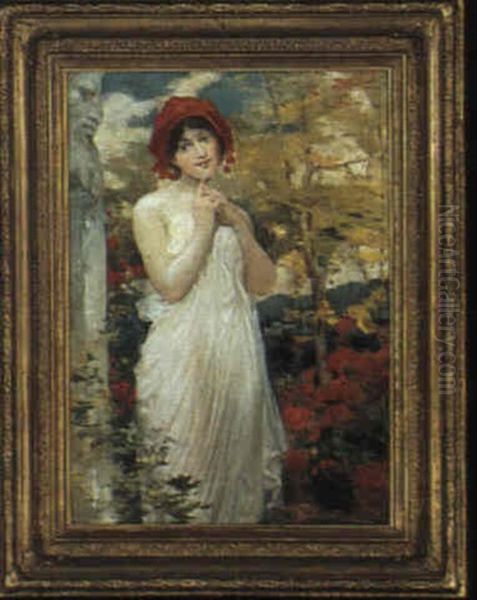 A Coy Beauty Oil Painting by Robert Fowler