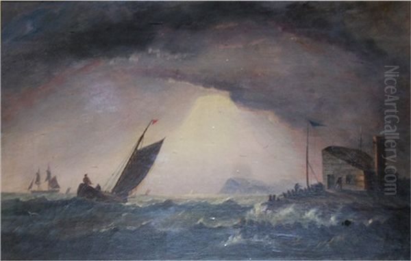 Sailing Out Past The Coastguard's Hut Oil Painting by Arthur Wellington Fowles