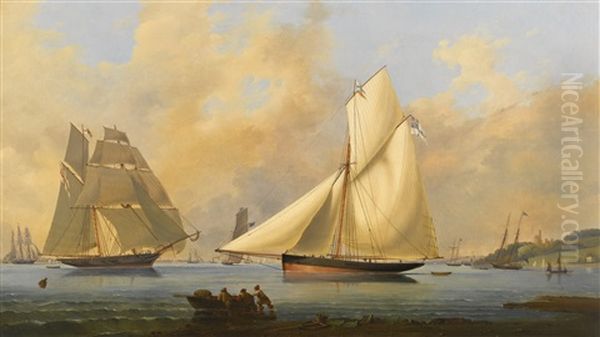 A Yacht From The Imperial Yacht Club Of Russia, Off Cowes Oil Painting by Arthur Wellington Fowles