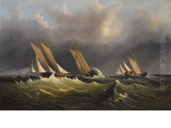 Yachting On The Solent Oil Painting by Arthur Wellington Fowles