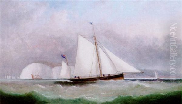 A Racing Yawl Off The Needles Oil Painting by Arthur Wellington Fowles