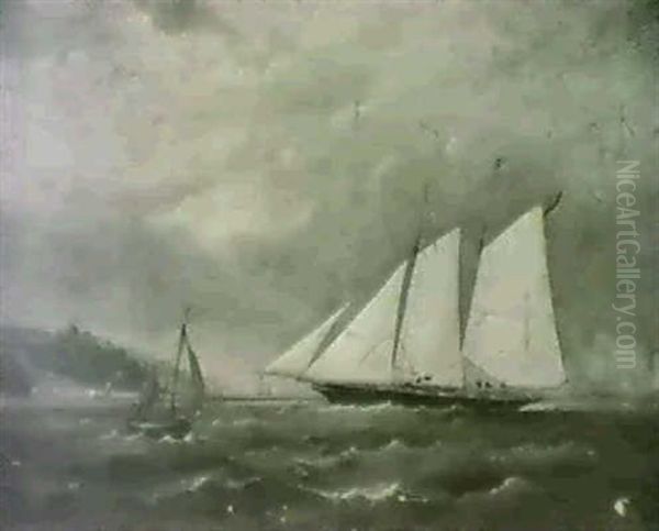 Diana Schooner, 80 Tons, Sidney                             Walker, Esq., Off Norris, I.o.w. Oil Painting by Arthur Wellington Fowles