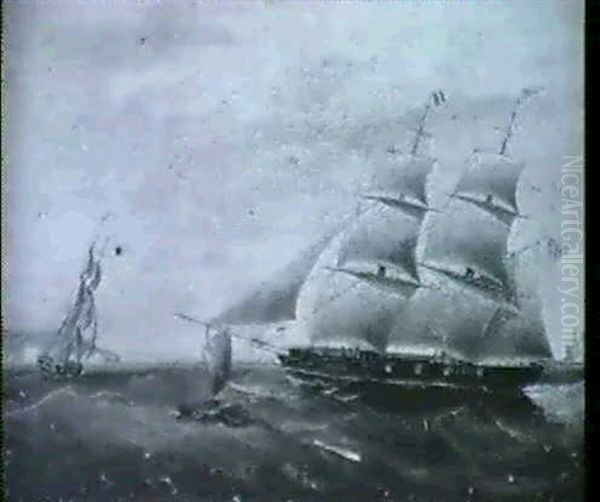 A Clipper Off The Coast At Dover Oil Painting by Arthur Wellington Fowles