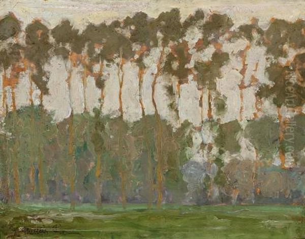 Poplars Oil Painting by Emanuel Phillips Fox