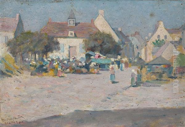 Market Place, Etaples Oil Painting by Emanuel Phillips Fox