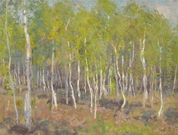 Sapling Forest Oil Painting by Emanuel Phillips Fox