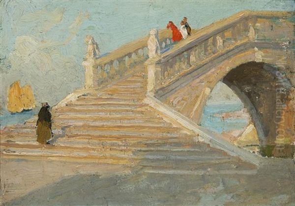 Bridge Over River Schiovenetti, Venice Oil Painting by Emanuel Phillips Fox