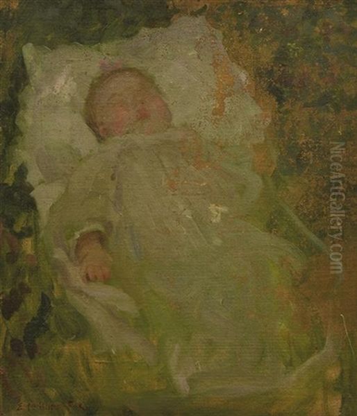 Sleeping Baby Oil Painting by Emanuel Phillips Fox