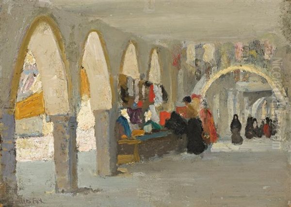 A Colonnade In Italy Oil Painting by Emanuel Phillips Fox