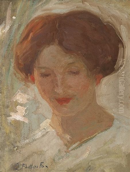 Mrs. David Fox (nee Ethel Stephens) (woman In White: The Arbour (study)) Oil Painting by Emanuel Phillips Fox