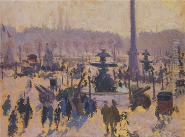 Place De La Concorde Oil Painting by Emanuel Phillips Fox