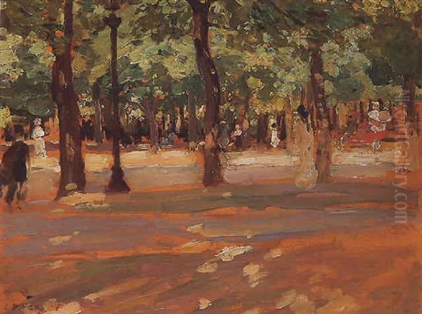 Luxembourg Gardens Oil Painting by Emanuel Phillips Fox