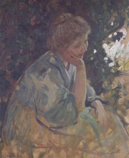 Woman In A Garden Oil Painting by Emanuel Phillips Fox