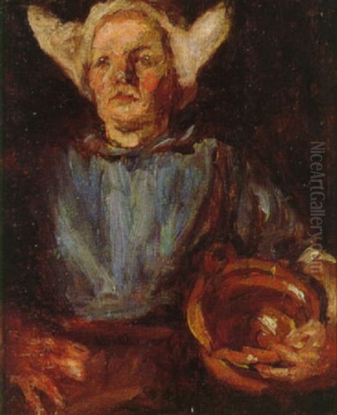 Peasnt Woman Of Brittany Oil Painting by Emanuel Phillips Fox