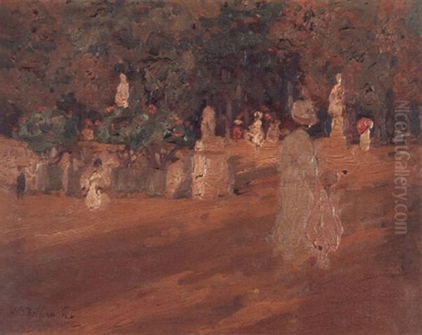 In The Luxembourg Gardens, Paris Oil Painting by Emanuel Phillips Fox