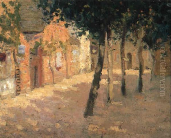 A French Village Oil Painting by Emanuel Phillips Fox