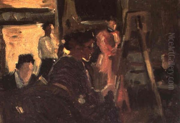 Studio Interior Oil Painting by Emanuel Phillips Fox