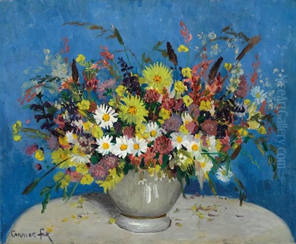 Bowl With Wildflowers Oil Painting by Ethel Carrick Fox