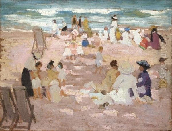 On The Sands Oil Painting by Ethel Carrick Fox