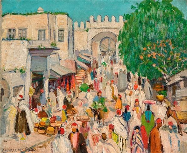 A Market In Kairouan Oil Painting by Ethel Carrick Fox