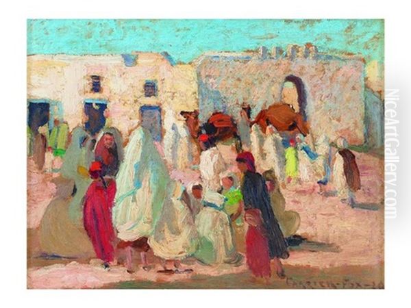 Moroccan Market Scene Oil Painting by Ethel Carrick Fox