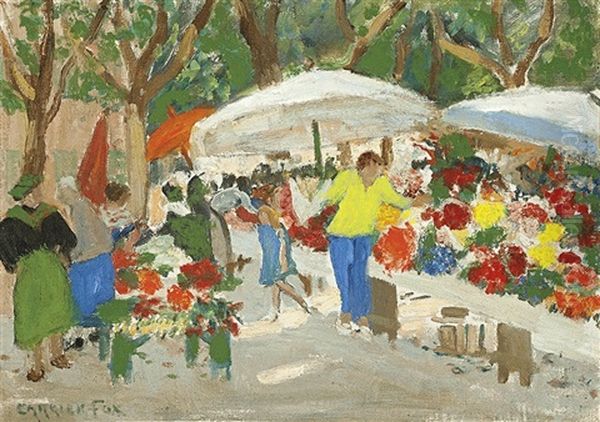 Choosing A Bouquet Oil Painting by Ethel Carrick Fox