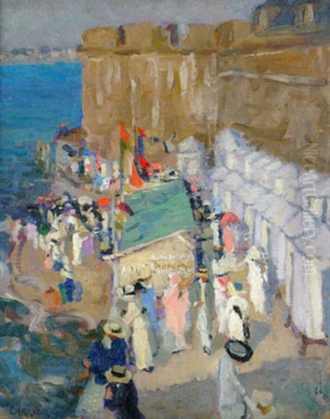 Promenade A St Malo Oil Painting by Ethel Carrick Fox