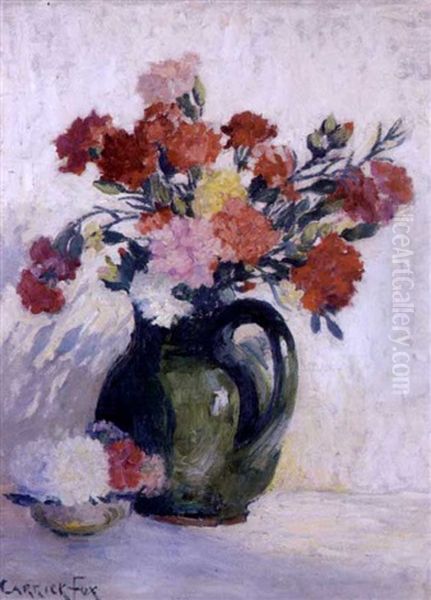 Flowers In A Green Jug Oil Painting by Ethel Carrick Fox